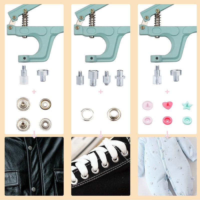 LYNDA Plastic and Metal Snap Buttons with Snaps Pliers Set 300 Sets Plastic and Metal Snap Buttons for Sewing and Crafting (Green) - Image 3
